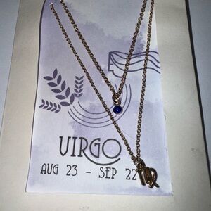 Urban Outfitters Gold/Blue Layered Necklaces with Virgo Pendant